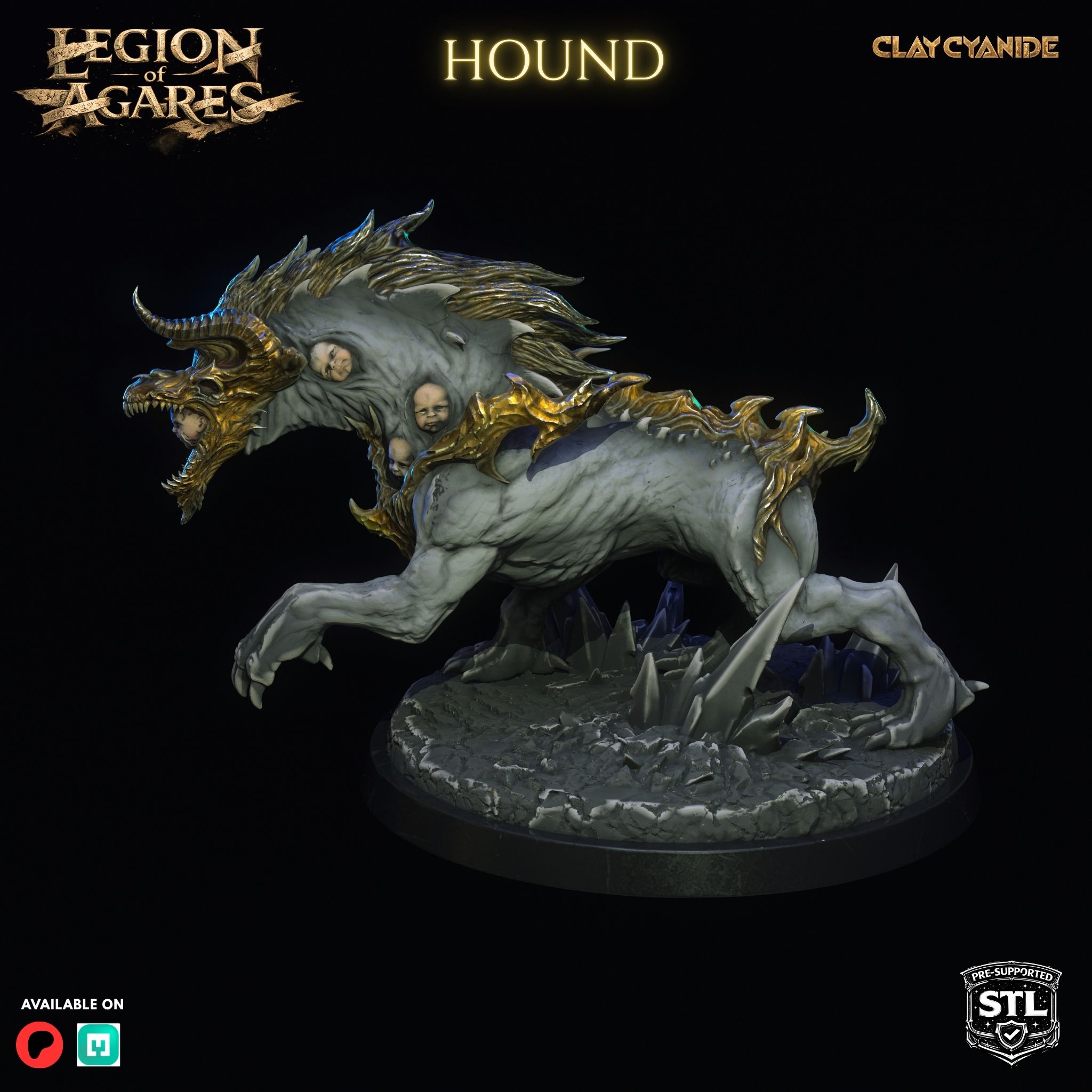 Agares Hound miniature STL — Clay Cyanide Legion of Agares villain set